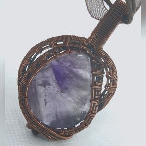 Copper Wire Wrapped AMETHYST Pendant Necklace